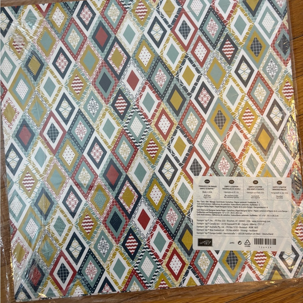 Stampin' Up! Diamond Pattern Scrapbook Paper - Teal, Mustard, Red, Navy, White